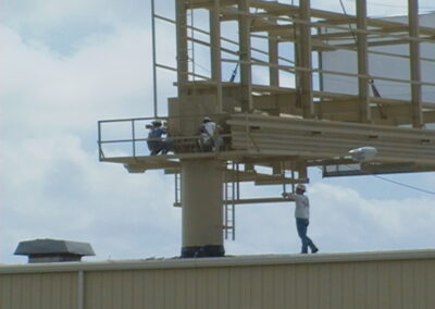 Detail of Billboard installed through roof by Outdoor Specialist, Inc.