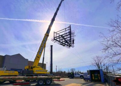 image Raising 48' Center Mount Vee for Capitol Outdoor fabrication by Outdoor Specialist I-95 Baltimore, MD